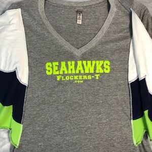 Next Level Seahawks Winged Short Sleeve T-shirt Grey/Lime Green/Black Size XL
